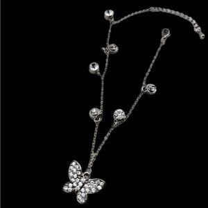 Elegant Silver Butterfly Crystal Ankle Bracelet.  Crystals on the chain .